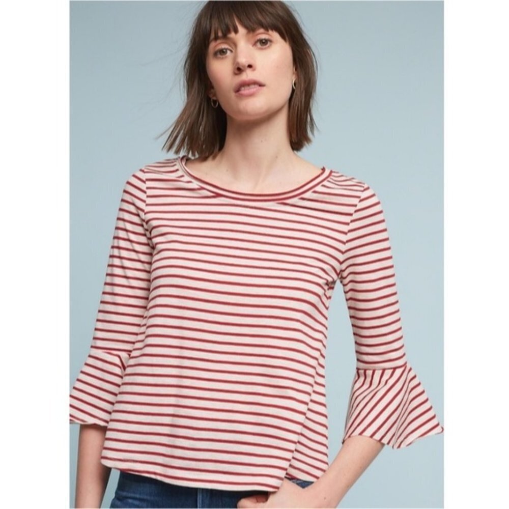 Anthropologie Deletta Celina Ruffle-Sleeve Top - Picture 1 of 5